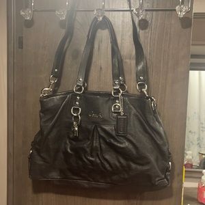 Black and purple Coach shoulder bag
